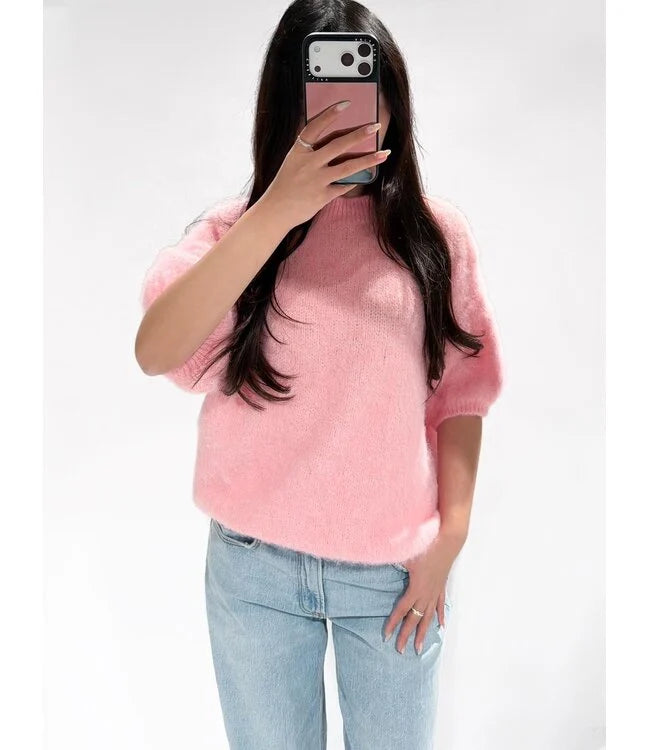 Koraalroze sweater dames PERLUNE