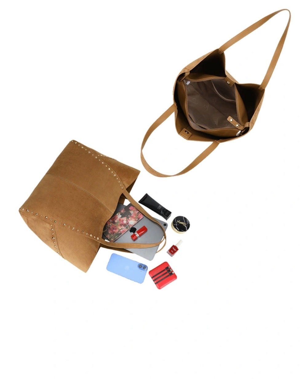 Studded tote bag khaki (pre order)