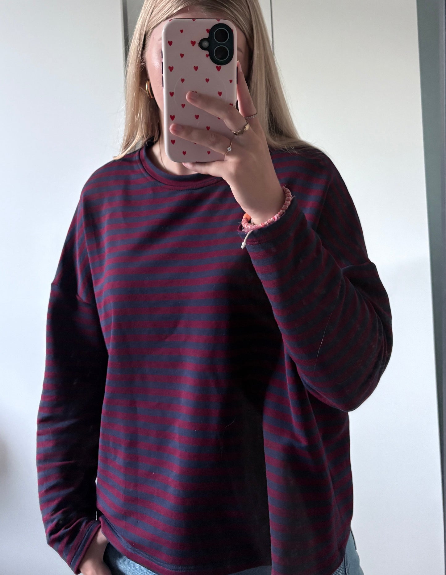 Striped long sleeve navy/Bordeaux