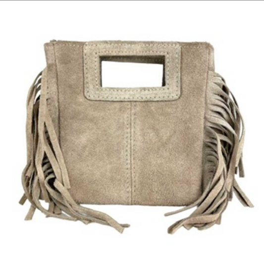 Fringe bag beige