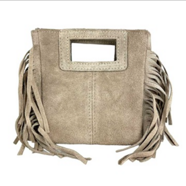 Fringe bag beige