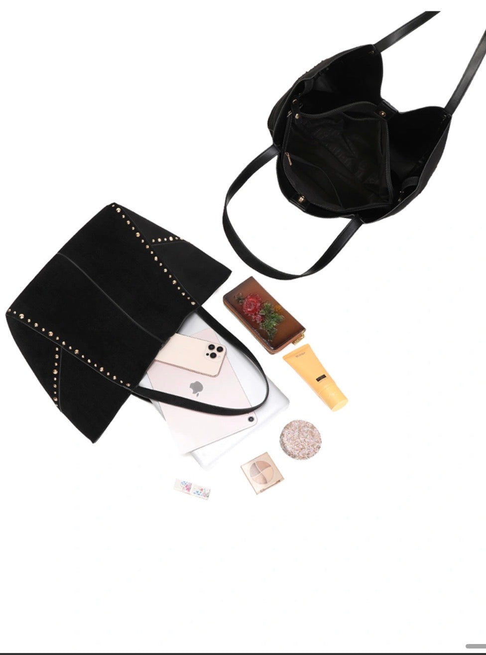 Studded tote bag black (pre order)