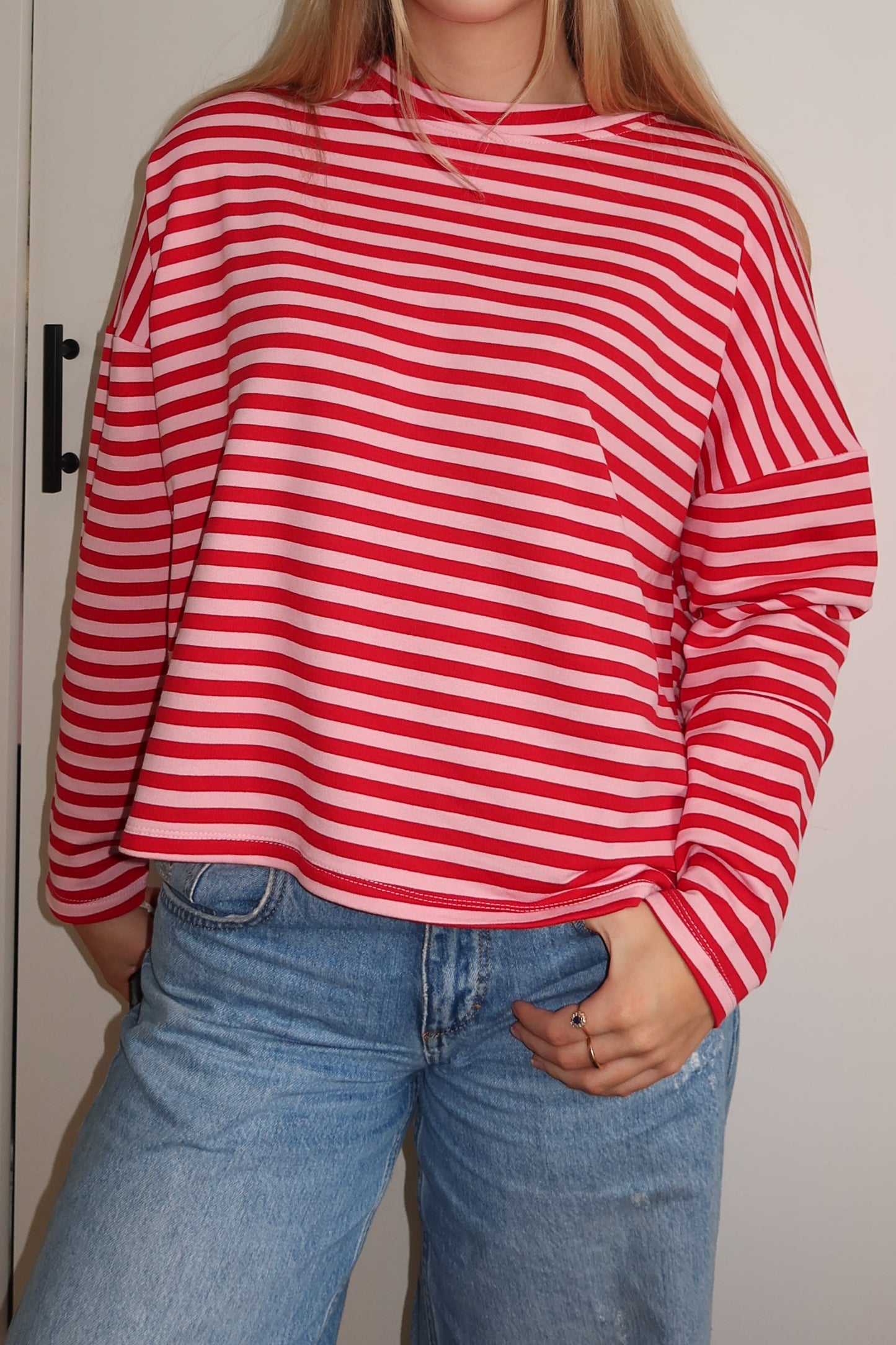 Striped longsleeve rood/roze