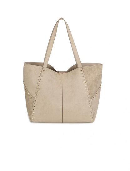 Studded tote bag beige (pre order)