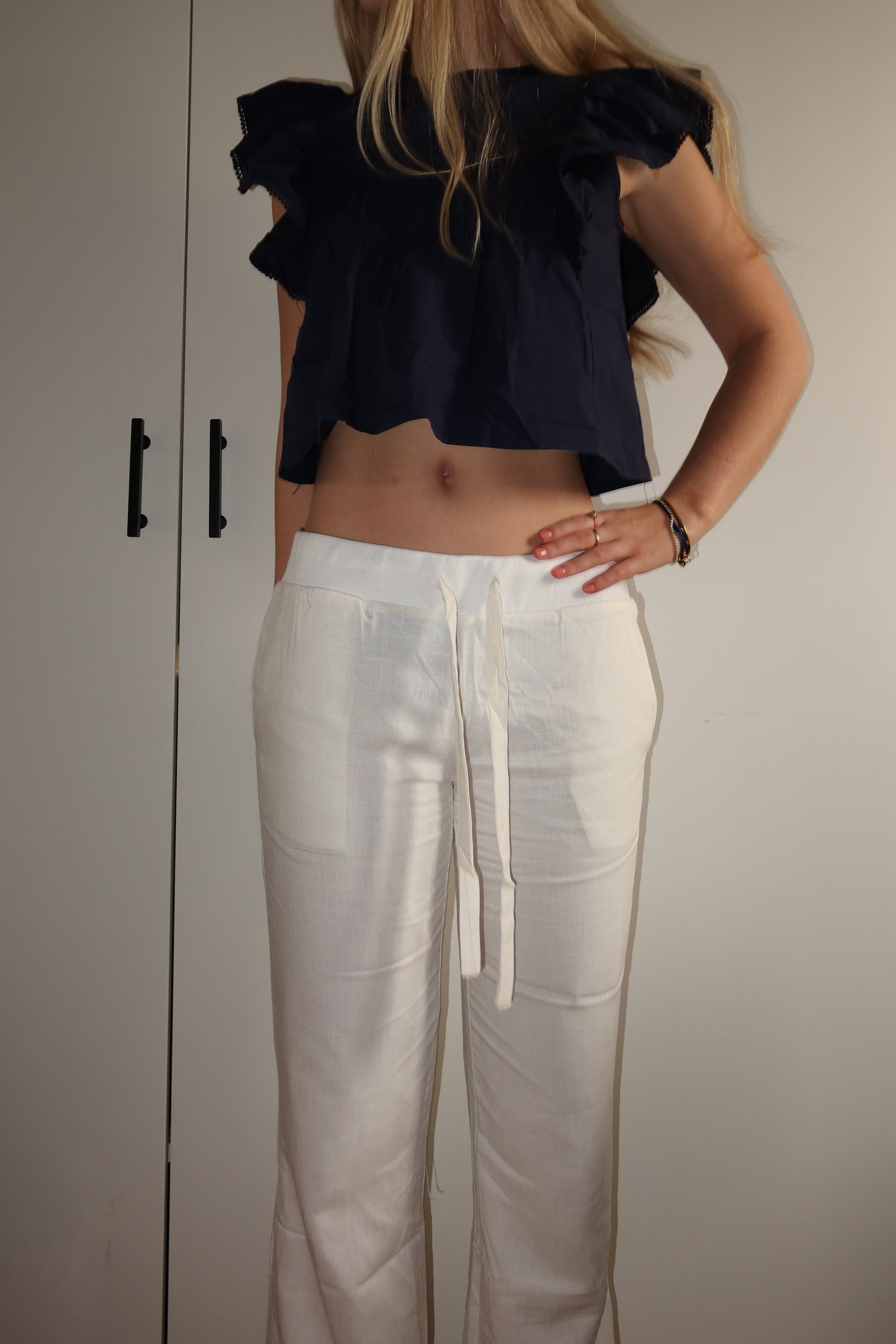 Low waist linnen broek dames PERLUNE