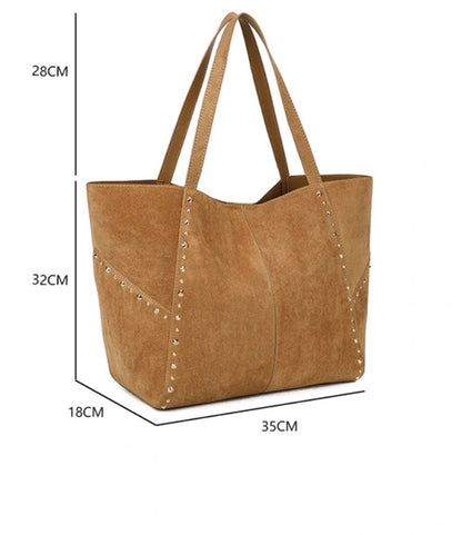 Studded tote bag khaki (pre order)
