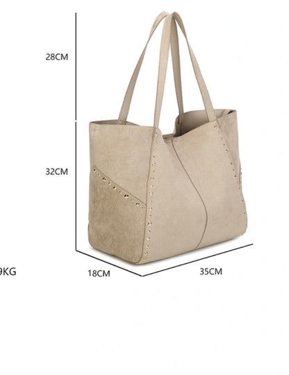 Studded tote bag beige (pre order)